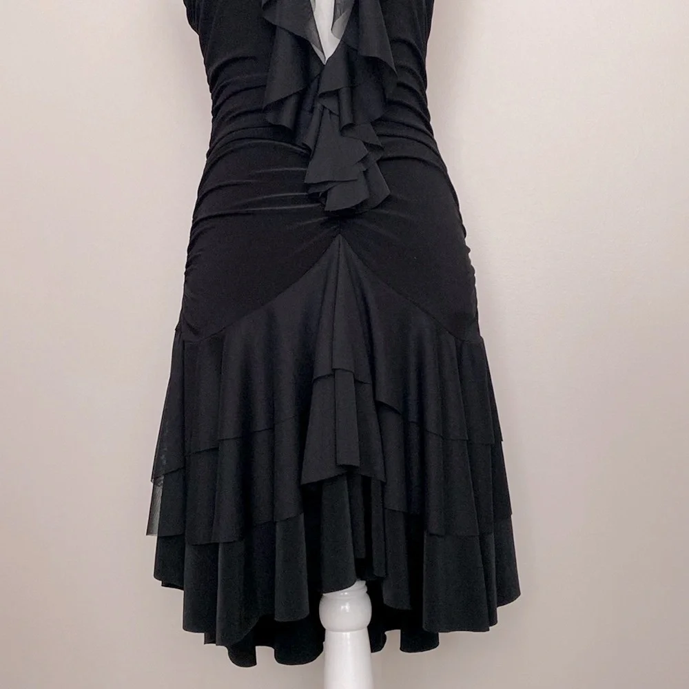 Vintage 90’s Venus black ruffle ruched bodycon mini dress - Picture 10 of 13